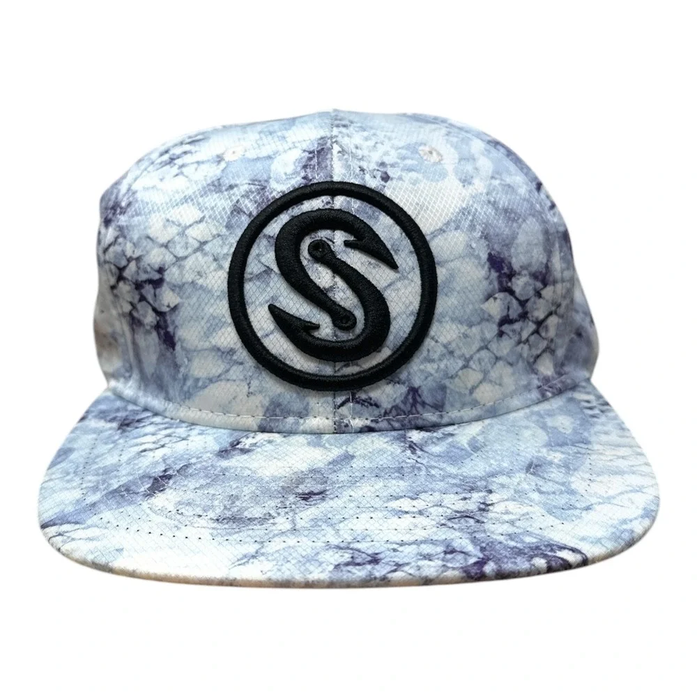 Scales Gear Snapback Hat Mens OSFA Blue Marble Scale Print Performance Hook Logo